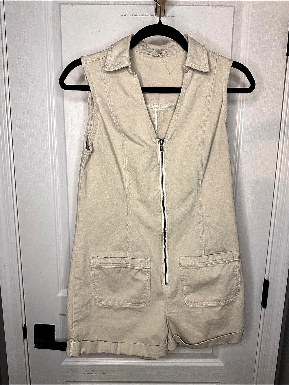 Chelsea & Violet Cotton Romper in Cream Size XS